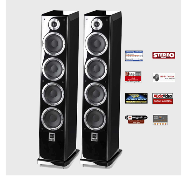 HECO Ascada 600 Tower Piano Black SET