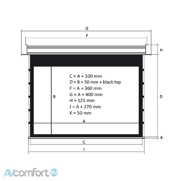 Kauber InCeiling XL Tensioned - BT 131" 290x163 дроп 50 см. Gray Pro 16:9
