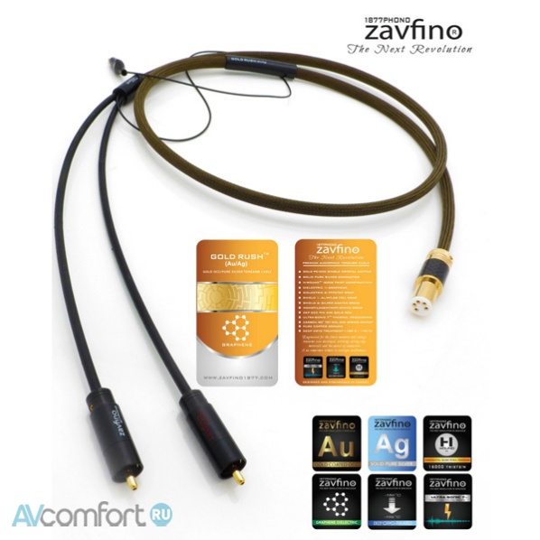 Zavfino Gold Rush Phono Cable Straight DIN-RCA 1,5 m