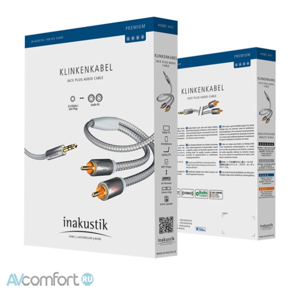 Inakustik Premium MP3 Audio TRS 3,5 - 2RCA, 1.5 m