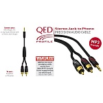 QED PROFILE J2P Stereo Audio Cable 2 Phono---->3.5mm Jack Plug 3,0 m (QE5091)