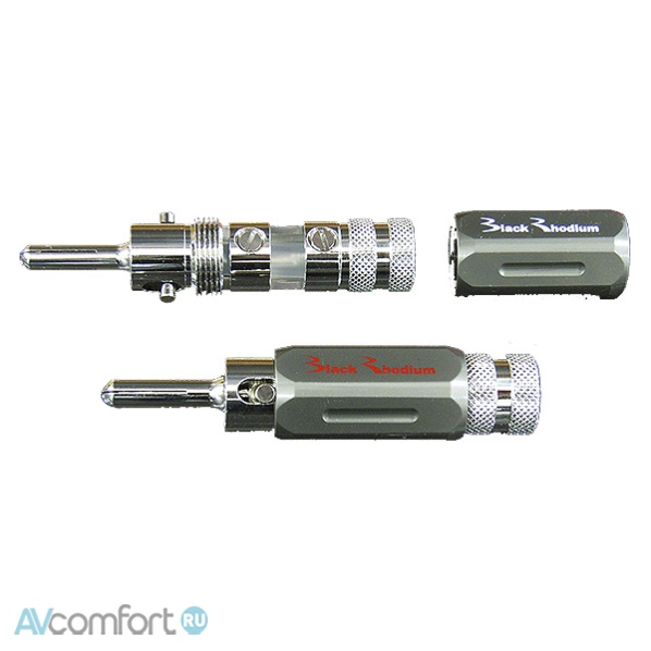 AVComfort, Black Rhodium Rhodium Plated Locking Banana Plugs Red solder