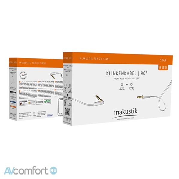 Inakustik Star MP3 Audio Cable, jack 90°, 1.5 m