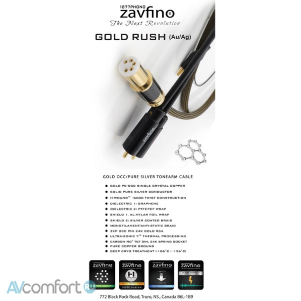 Zavfino Gold Rush Phono Cable Angle DIN-RCA 1,5 m