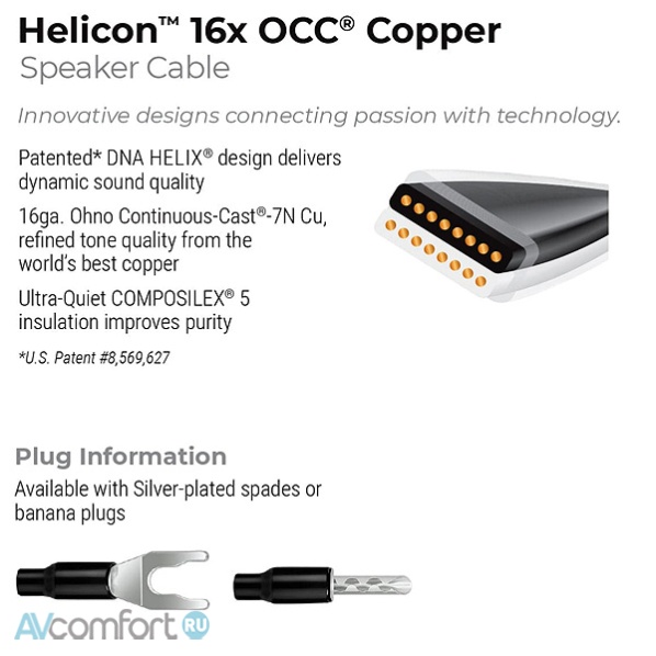 Wireworld Helicon 16/2 OCC Speaker Cable Banana 2.5 m