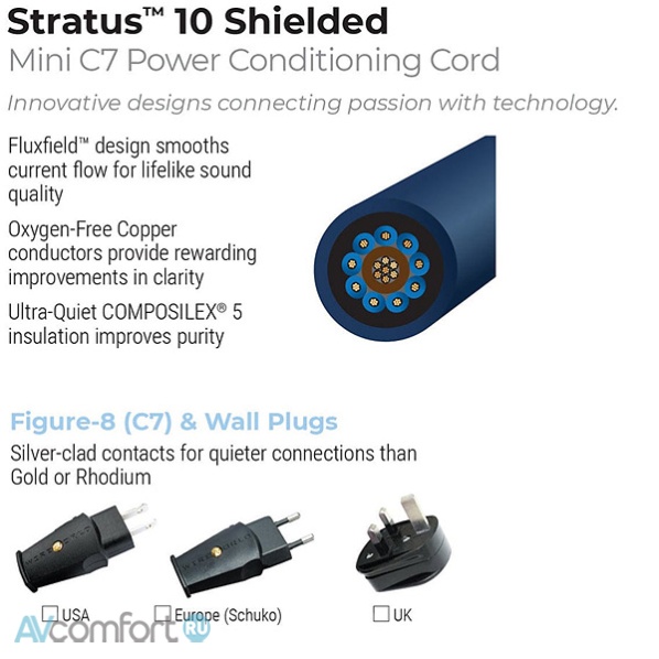 Wireworld Mini-Stratus Shilded Power Cord 1.0 m